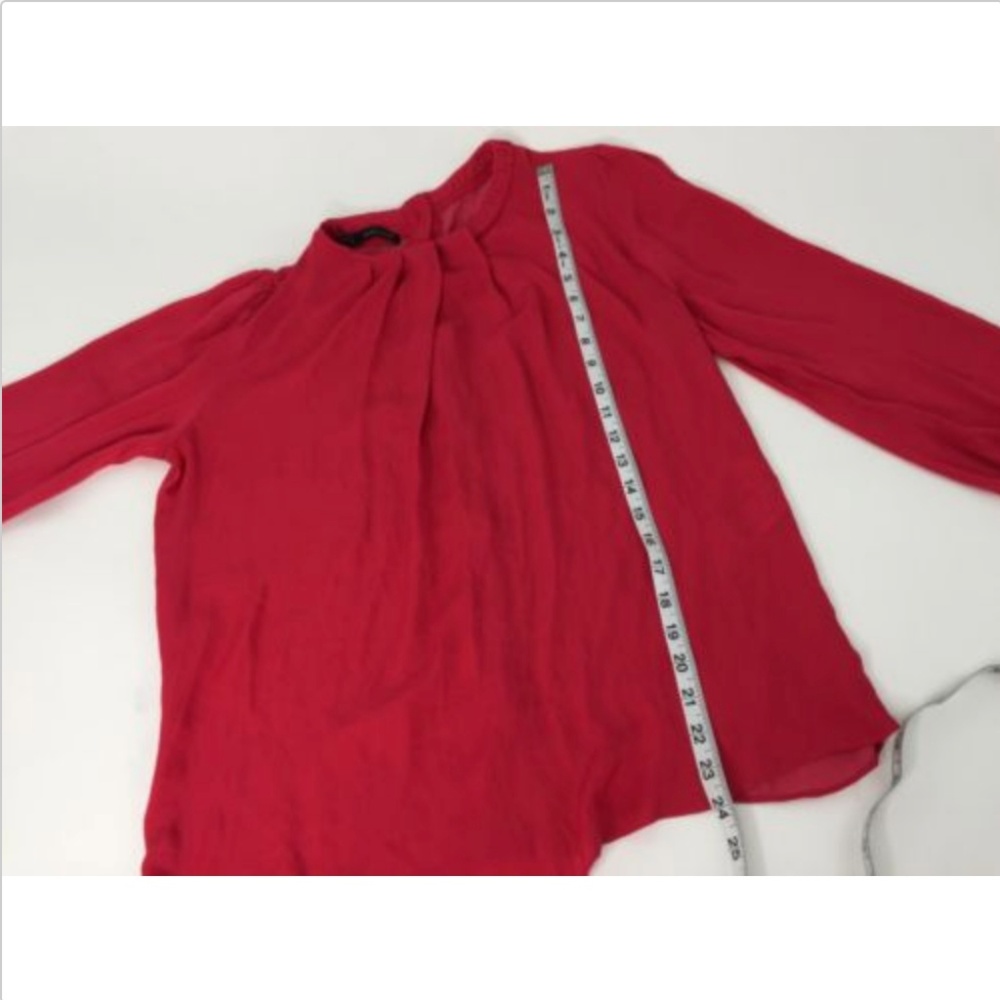 Zara Basic Red Back Button Blouse Top Size Large - image 6